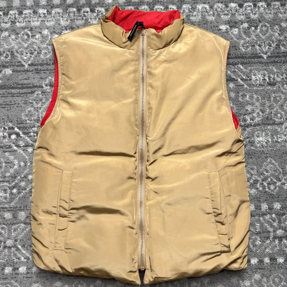 Weekend Max Mara Womens Reversible Puffer Vest Gilet Size 8 Tan Red Luxury - Picture 3 of 14